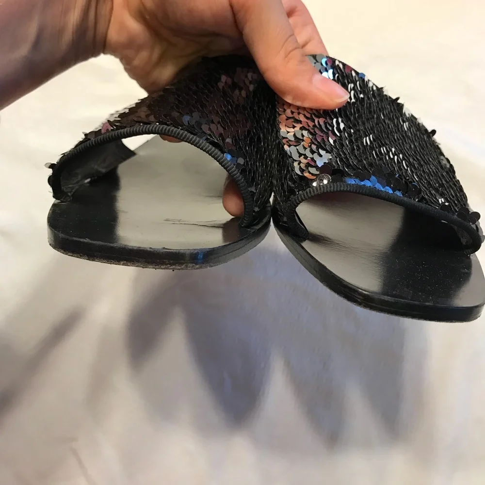 Tory Burch‎ carter sequin black and silver sandals